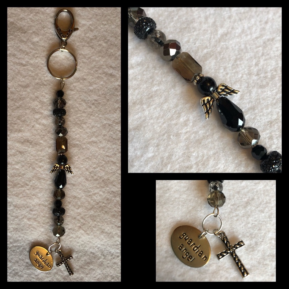 Handmade purse charms/ key chains. Black Angel M